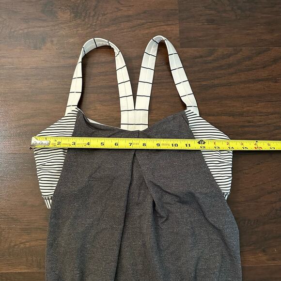 Lululemon gray tank top w/ built in striped sports bra - Picture 8 of 8